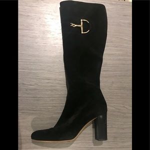 Authentic GUCCI Black Suede Heel Knee High Boots